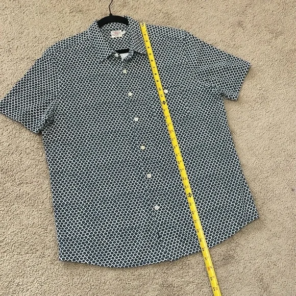 Faherty Camp Button Down Playa Coast Shirt Short Sleeve L Midnight Fishscale